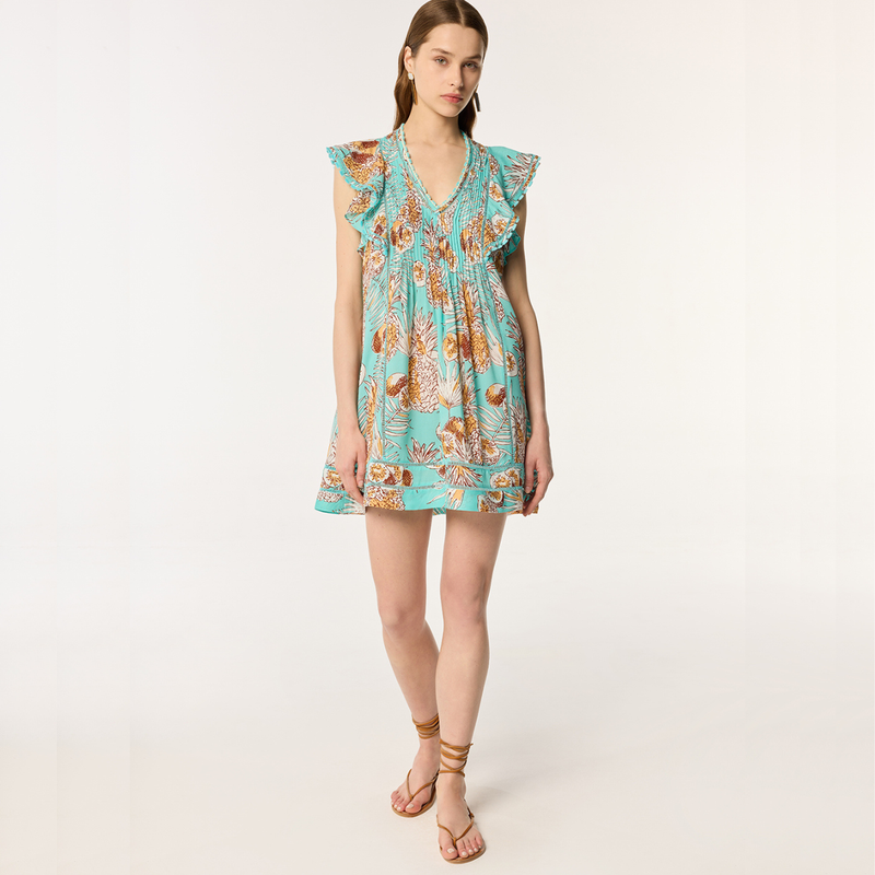 Mini Dress Camelia in Mint Karibia