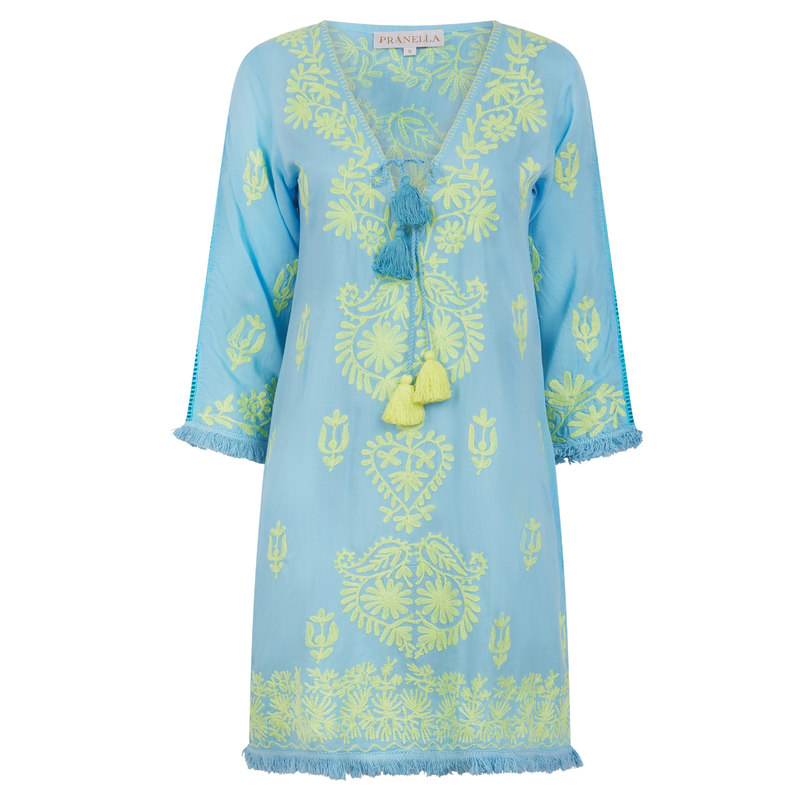 Aggie Dress in Cornflower/Yellow