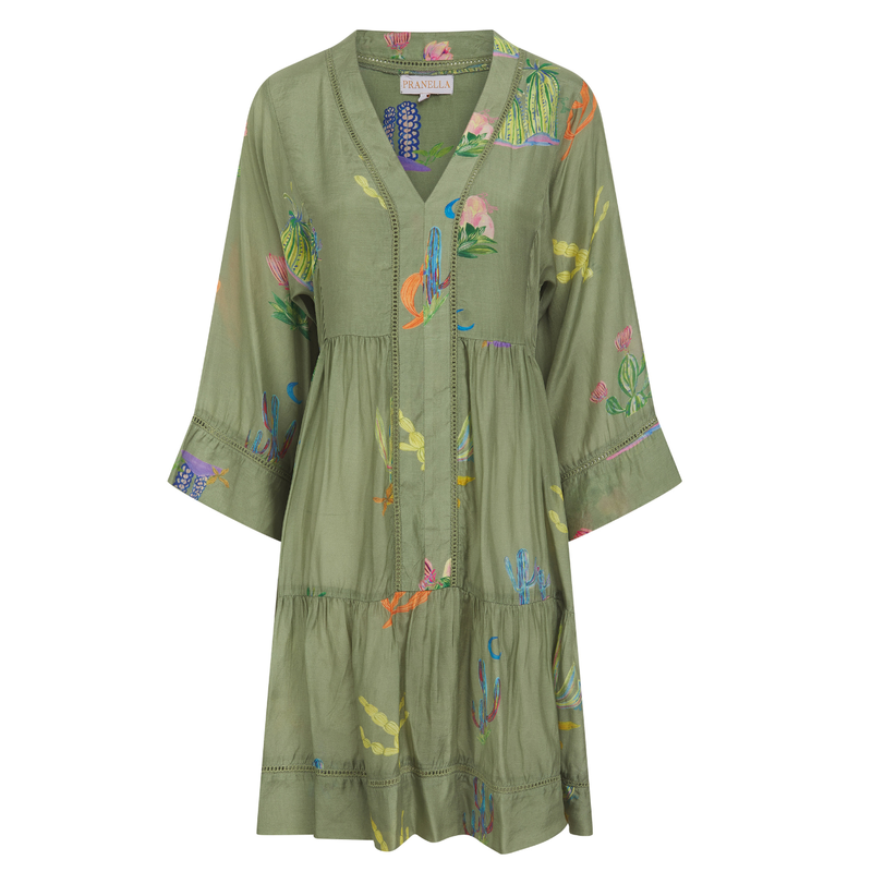 Esme Dress in Desra Khaki Print