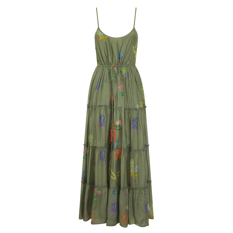 Rachel Maxi Dress in Desra Khaki Print