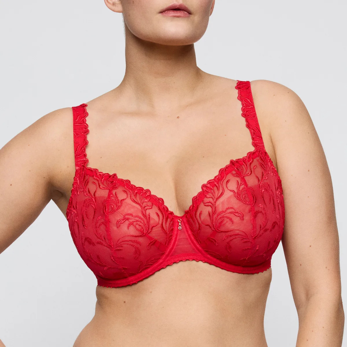 Solisse Balcony Bra Vertical Seam in True Red