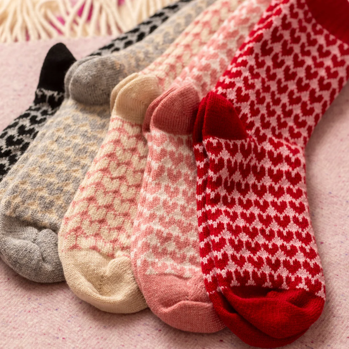 Solid Heart Bed Socks