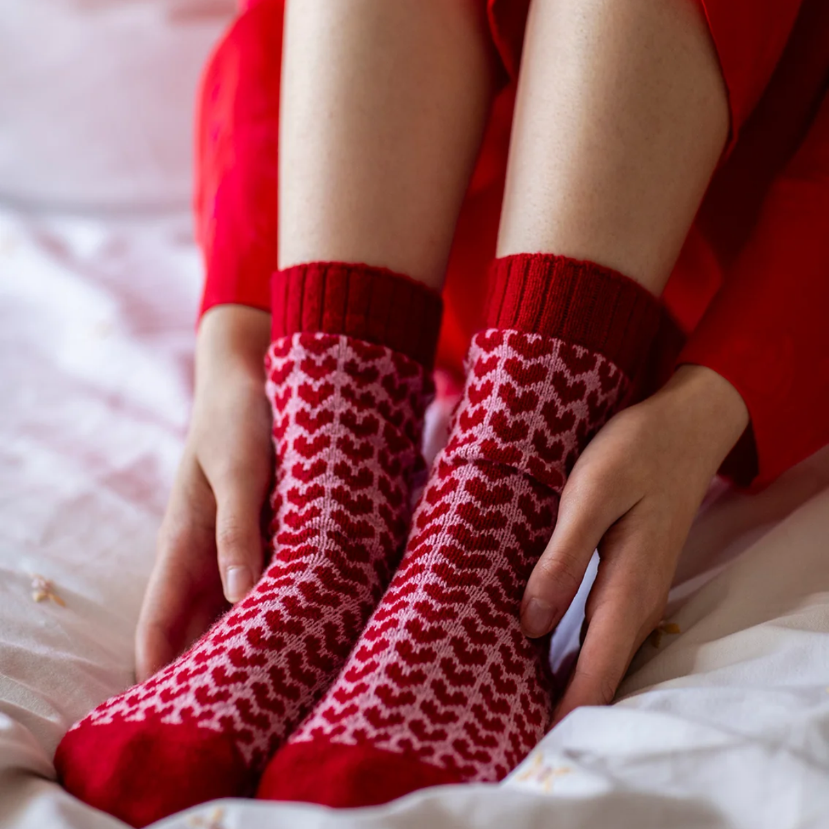 Solid Heart Bed Socks