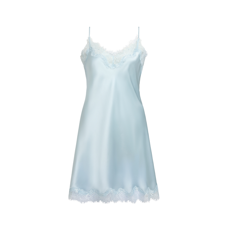 Sainted Sisters Scarlett Silk Chemise In Ice Blue Caroline Randell Silk Nightwear