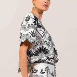 Simmi Top in Onyx Black Contrast Palms