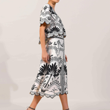 Simmi Top in Onyx Black Contrast Palms