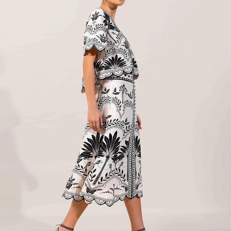 Simmi Top in Onyx Black Contrast Palms