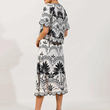 Simmi Top in Onyx Black Contrast Palms