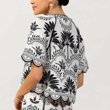 Simmi Top in Onyx Black Contrast Palms