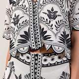 Simmi Top in Onyx Black Contrast Palms