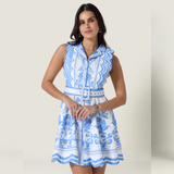 Vixeen Dress in Simply White/Blue