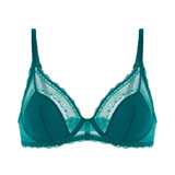 Destinee Plunging Underwired Bra in Pavo Blue