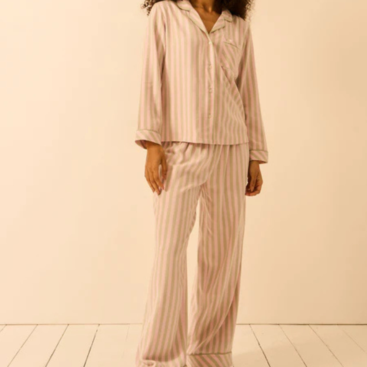 Long Pyjama Set - Eucalyptus Stripe