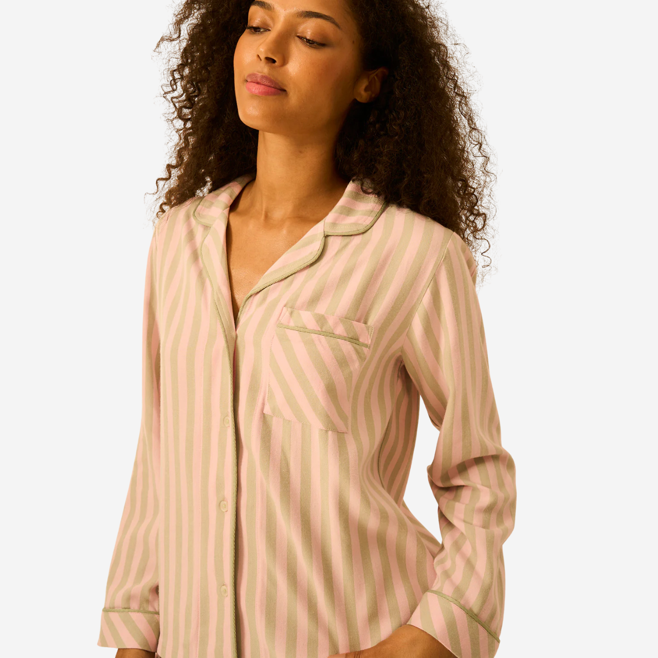 Long Pyjama Set - Eucalyptus Stripe