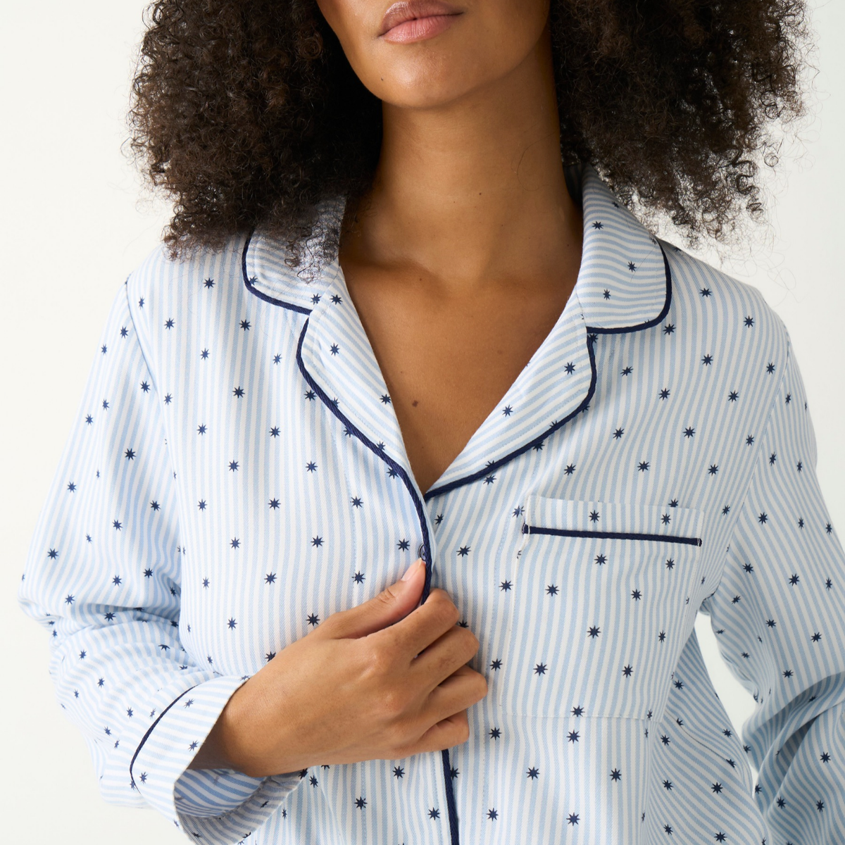 Long Pyjama Set - Stripe & Shine Blue
