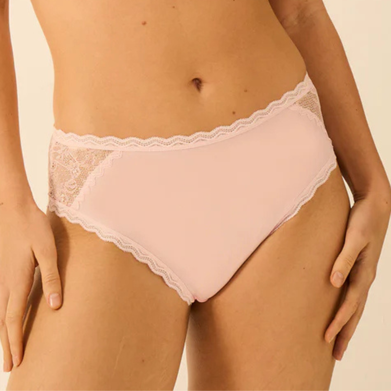 Eco Lace High Rise Knicker in Pale Pink