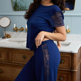 Eco Lace Long PJ Bottom in Navy