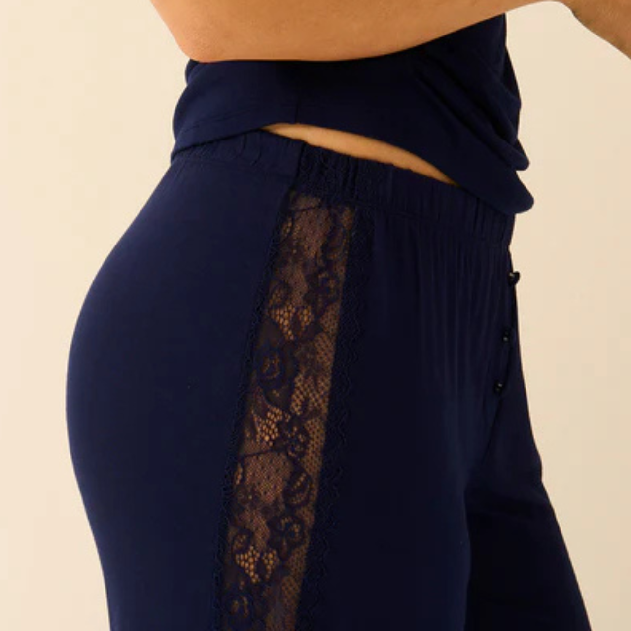 Eco Lace Long PJ Bottom in Navy