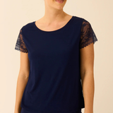 Eco Lace Slouchy Bed Top in Navy