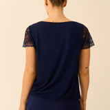 Eco Lace Slouchy Bed Top in Navy