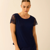Eco Lace Slouchy Bed Top in Navy