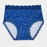 High Rise Knicker in Navy Noel