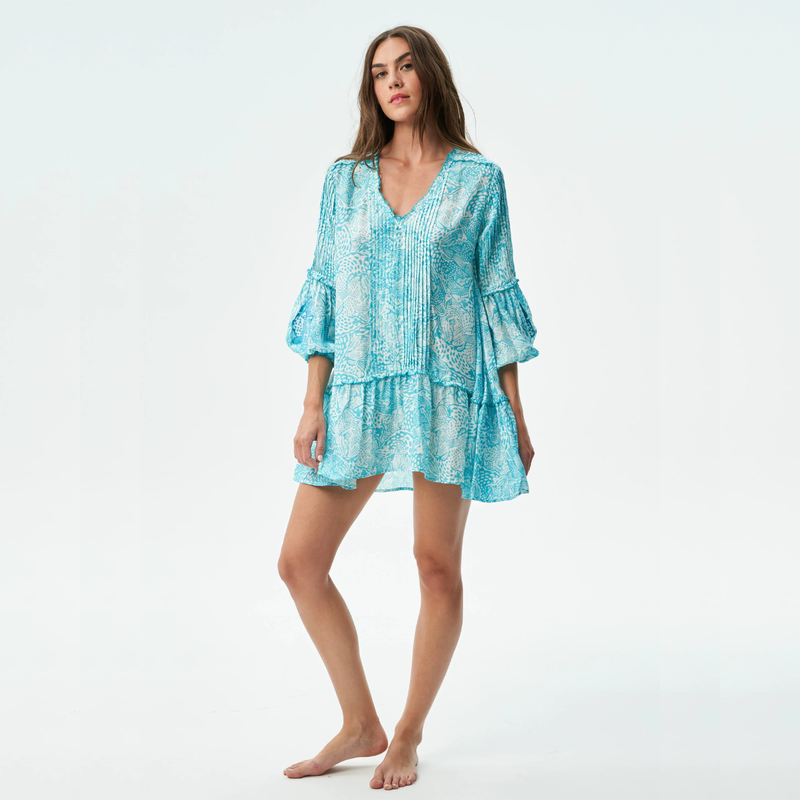 Bella Dress in Animal Blue