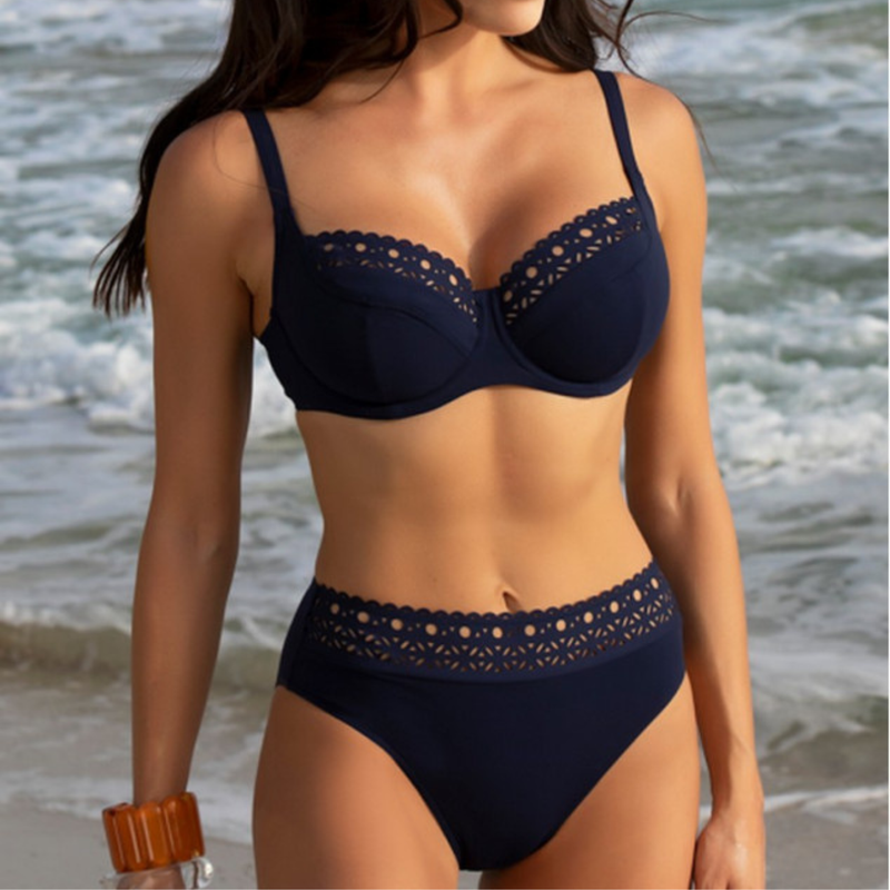 Ajourage Couture High Waist Bikini Bottom in Marina