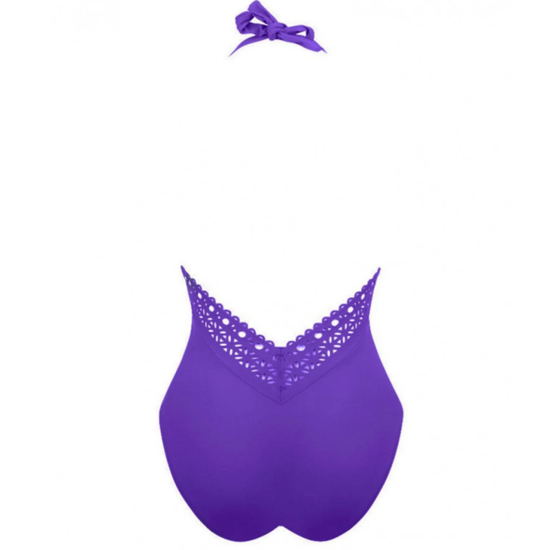 Ajourage Couture Plunging Back Halter Swimsuit in Iris