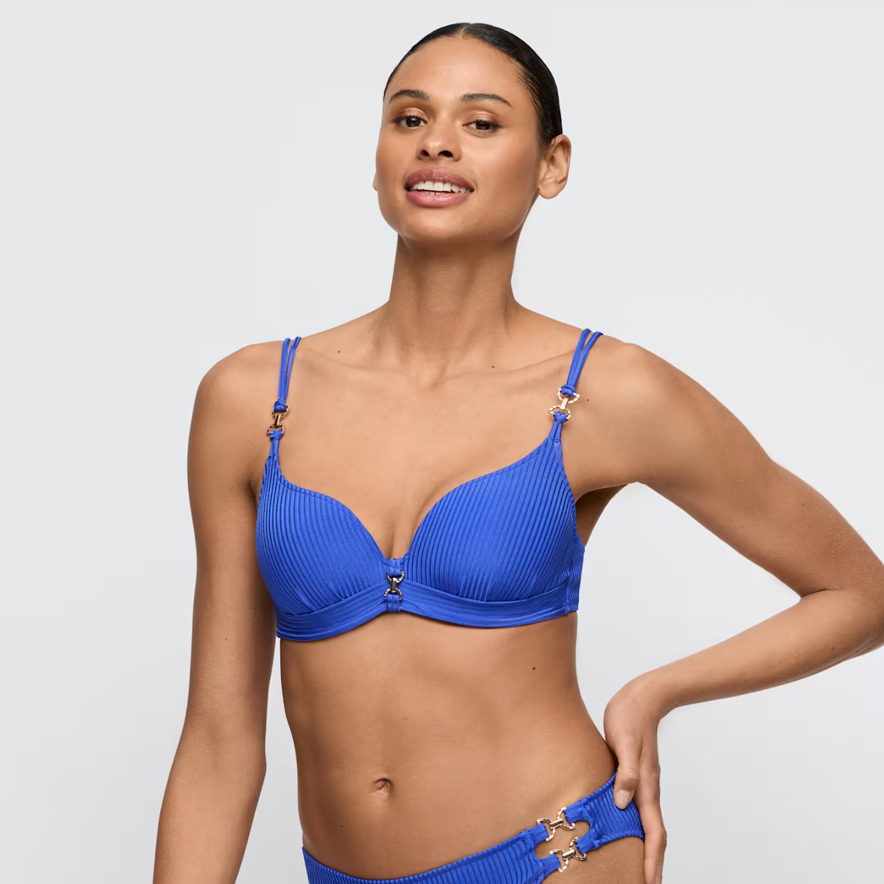 Emly Heartshape Padded Bikini Top in Electric Blue