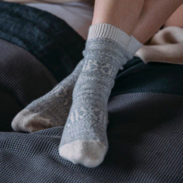 Cashmere Snowflake Ivory Bed Socks