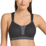 Anita Dynamix Sports bra Maximum support racer back, black and grey. Caroline Randell.