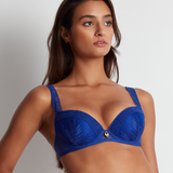 Parenthese Tropicale Moulded Plunge Bra in Electric Blue