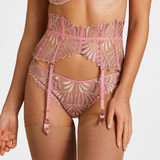 Sensory Illusion Suspender Belt in Silk Rose