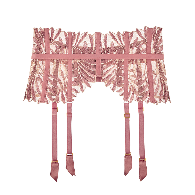 Sensory Illusion Suspender Belt in Silk Rose