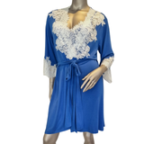 Jessica Modal Robe in Cobalt Blue White