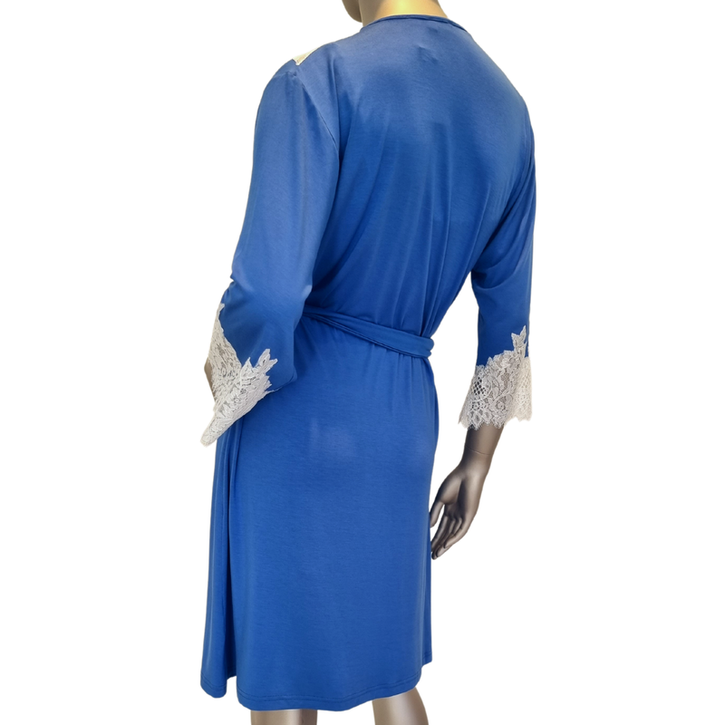 Jessica Modal Robe in Cobalt Blue White