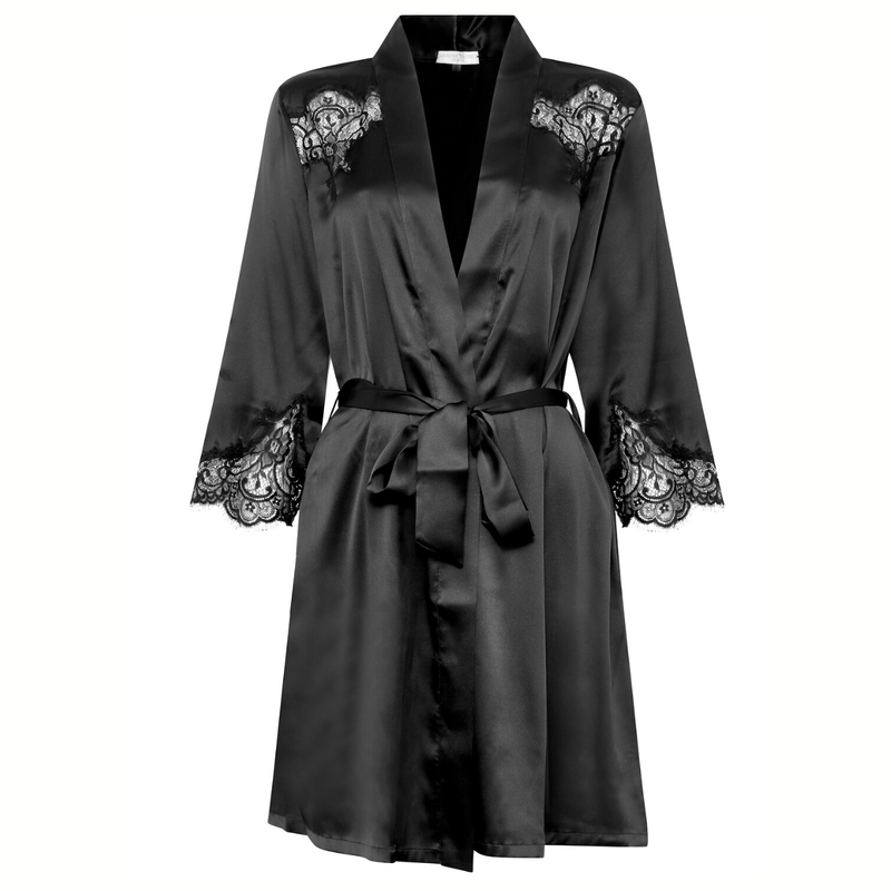 Caroline Randell s Ophelia 100 Silk Robe in Black
