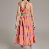 Zafiri Midi Dress in Pink/Orange