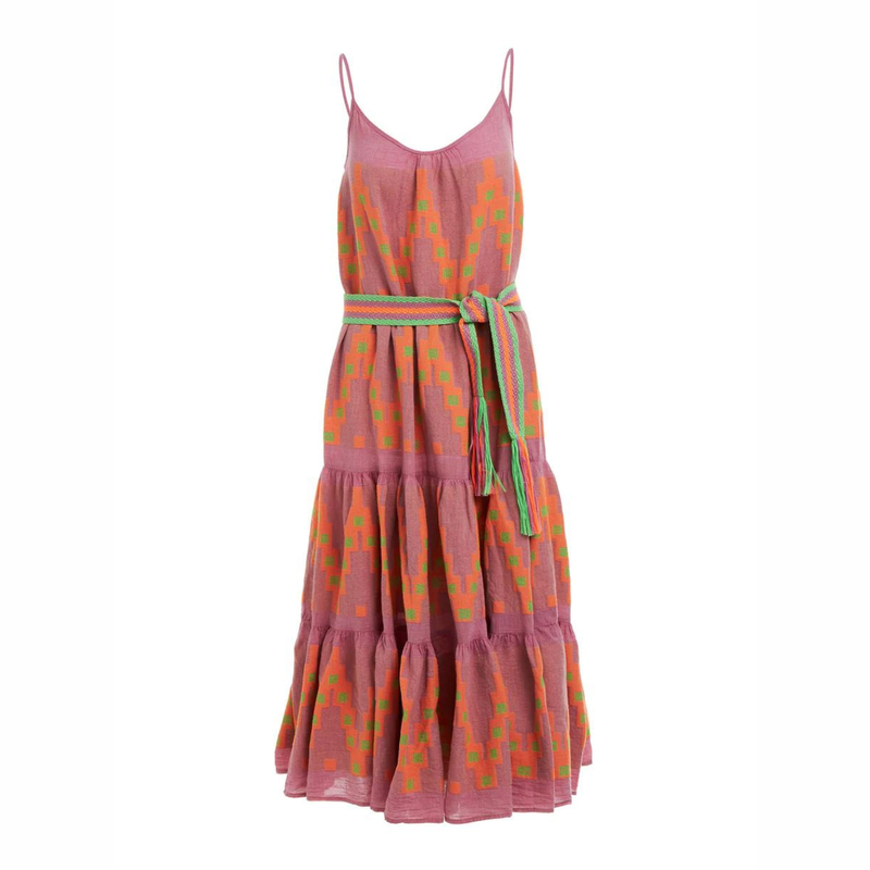 Zafiri Midi Dress in Pink/Orange