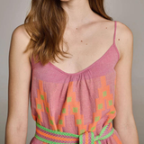 Zafiri Midi Dress in Pink/Orange