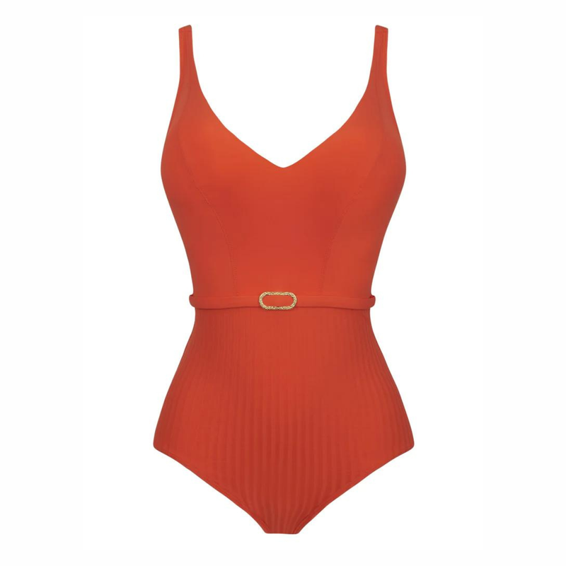 Iconic V-Neck Swimsuit in Tangerine