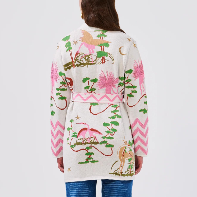 Memories of Utopia Cotton Jacquard Cardigan White