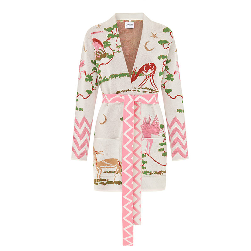 Memories of Utopia Cotton Jacquard Cardigan White
