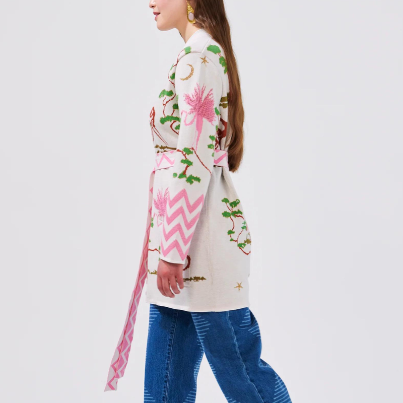 Memories of Utopia Cotton Jacquard Cardigan White