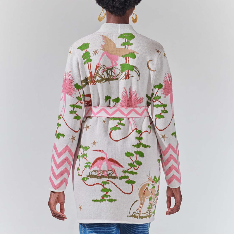 Memories of Utopia Cotton Jacquard Cardigan White