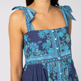 Indigo Rose Border Tie Shoulder Dress