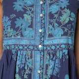 Indigo Rose Border Tie Shoulder Dress