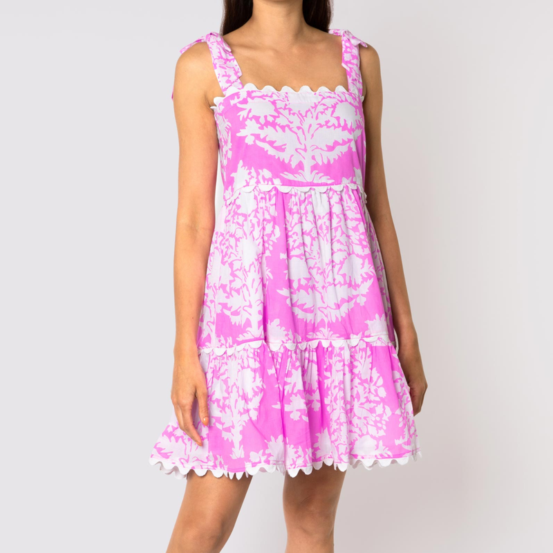 Palladio Print Tie Shoulder Sundress in Orchid