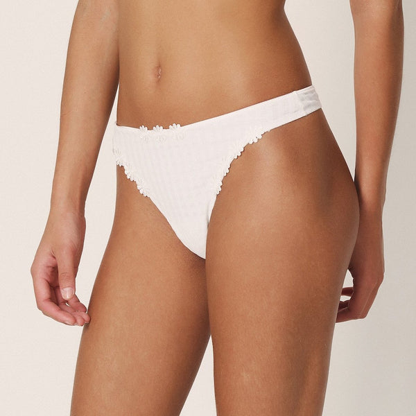 Marie Jo, Avero, natural, ivory, low cut thong, g-string style, tanga, checked fabric and daisy flower embellishment, Caroline Randell.